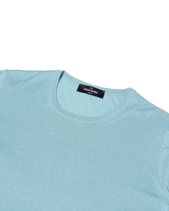 Knitted silk crewneck t-shirt - Ice blue