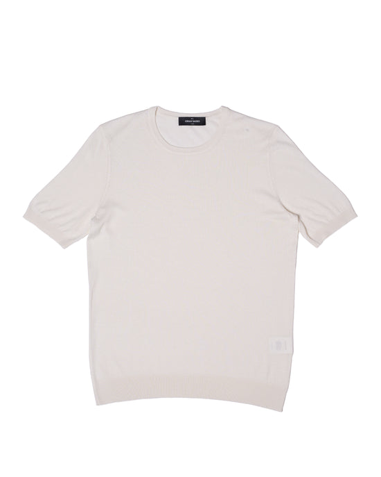 Knitted silk crewneck t-shirt - Off white