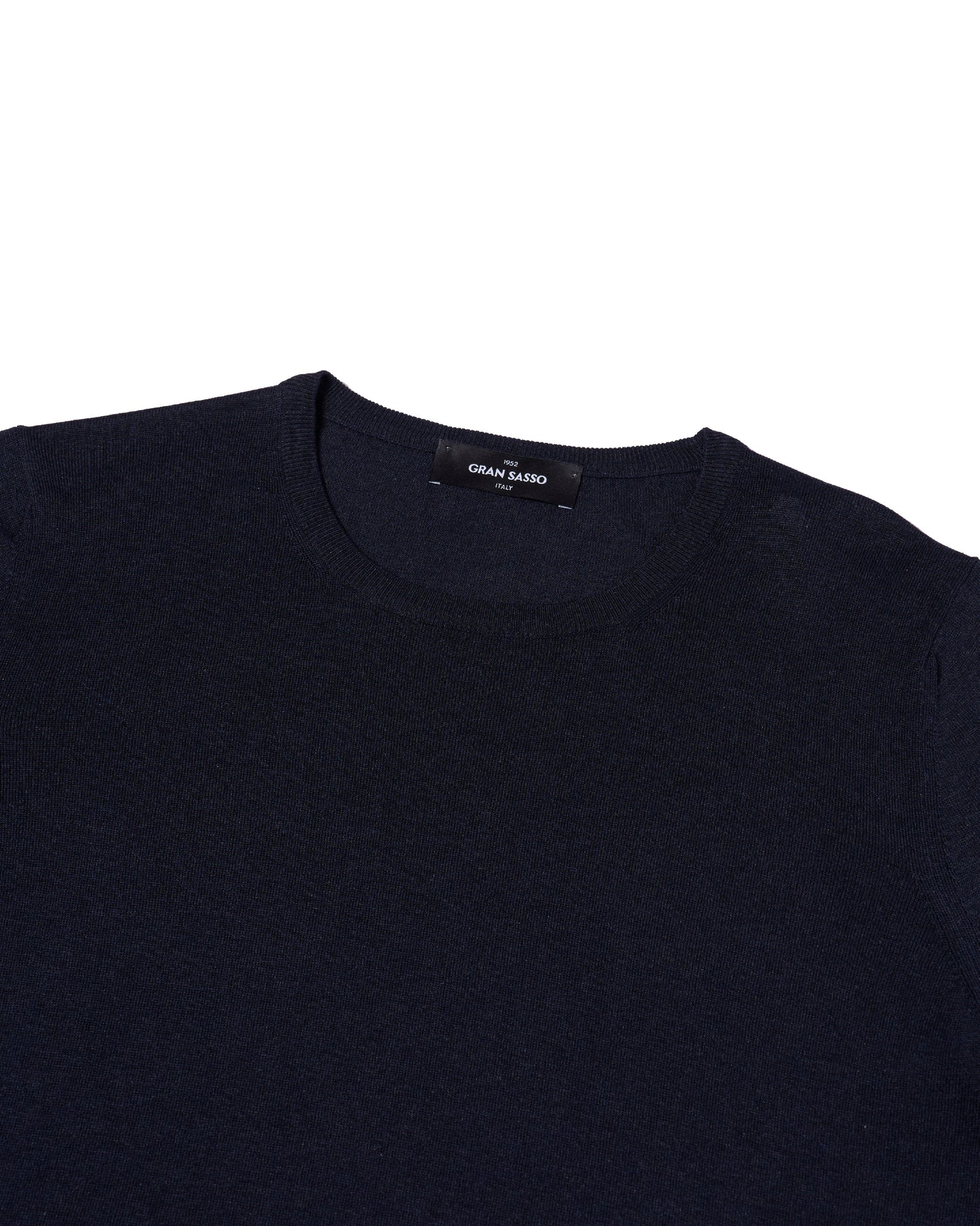 Knitted crewneck silk T-shirt - Midnight blue