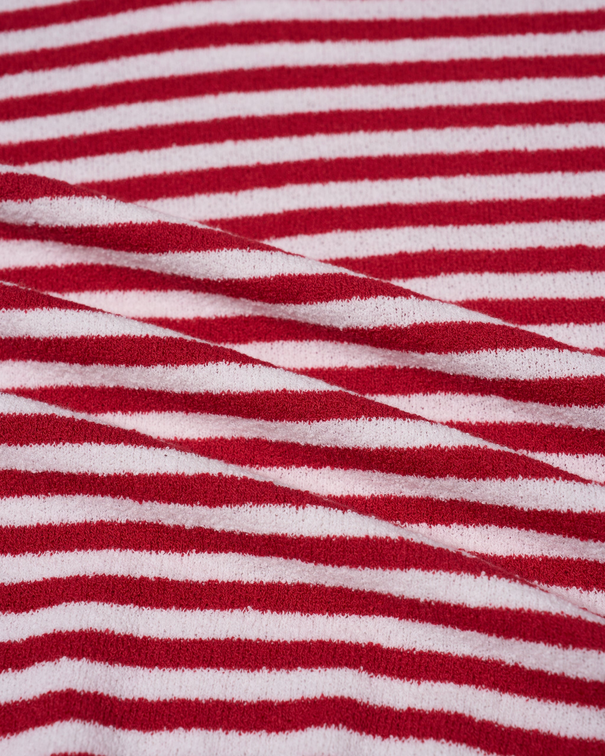 Terry cloth narrow stripe polo - Red and white