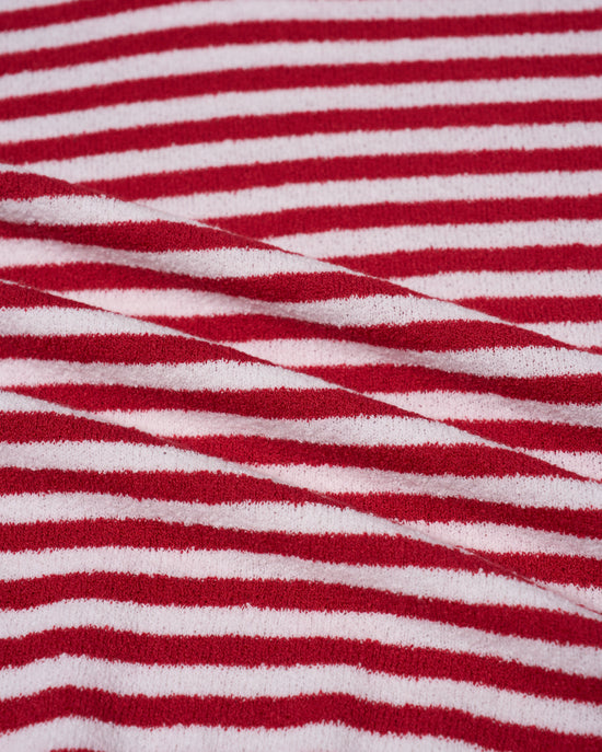 Terry cloth narrow stripe polo - Red and white