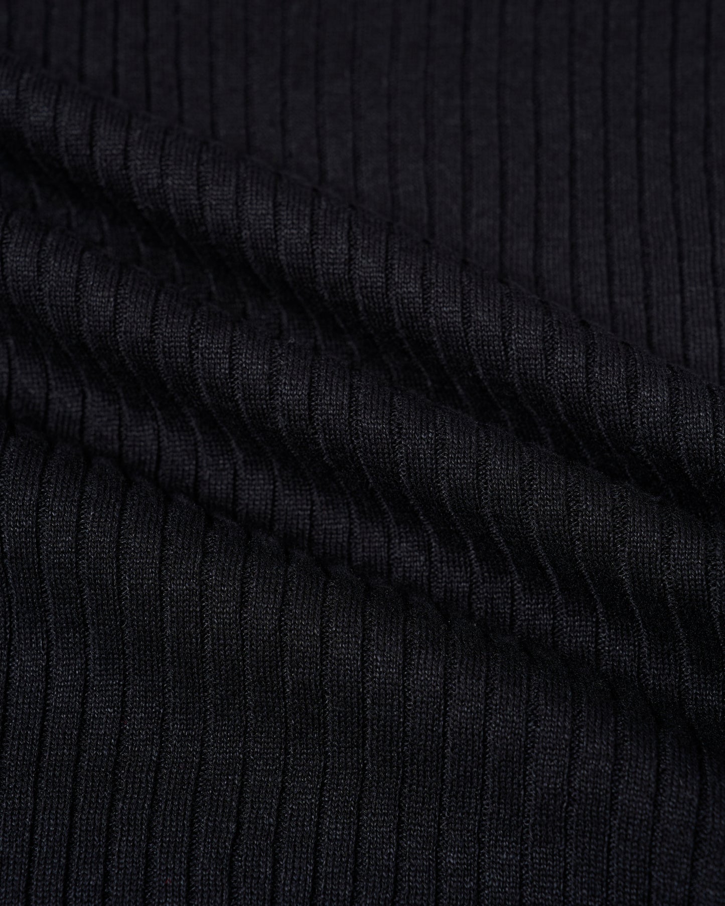 Knitted ribbed linen and cotton polo - Black