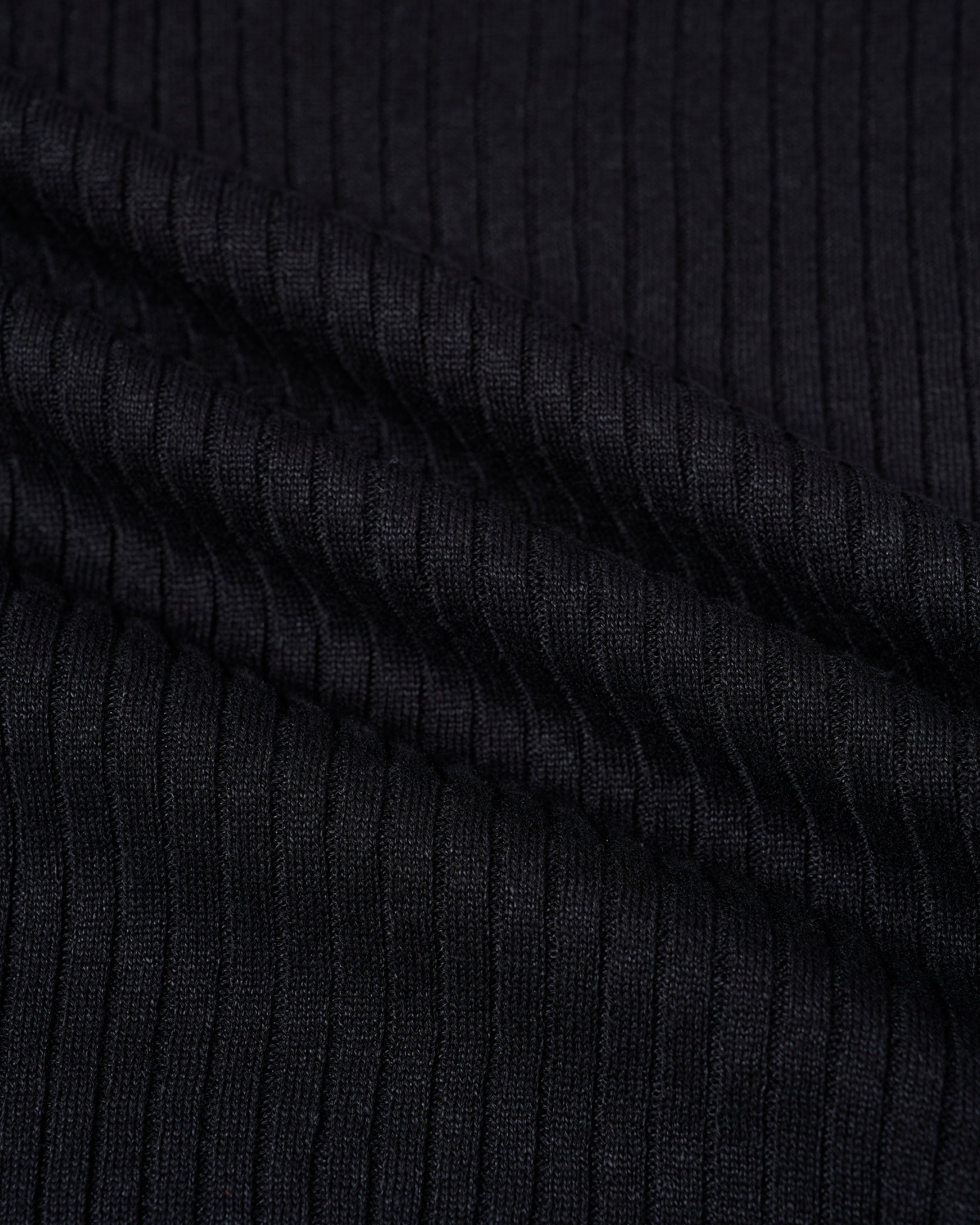 Knitted ribbed linen and cotton polo - Black