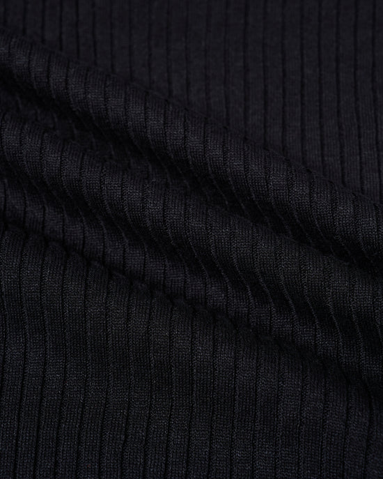 Knitted ribbed linen and cotton polo - Black