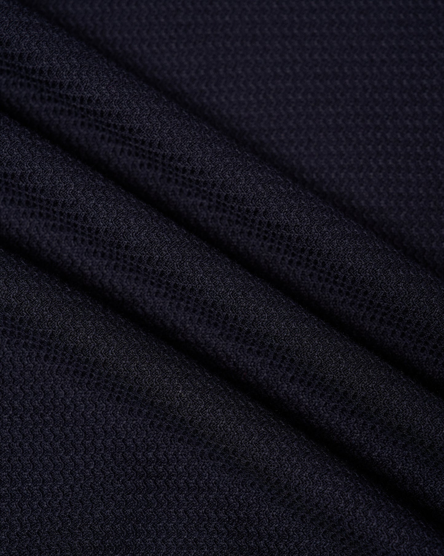 Knitted zigzag silk and cotton polo - Navy blue