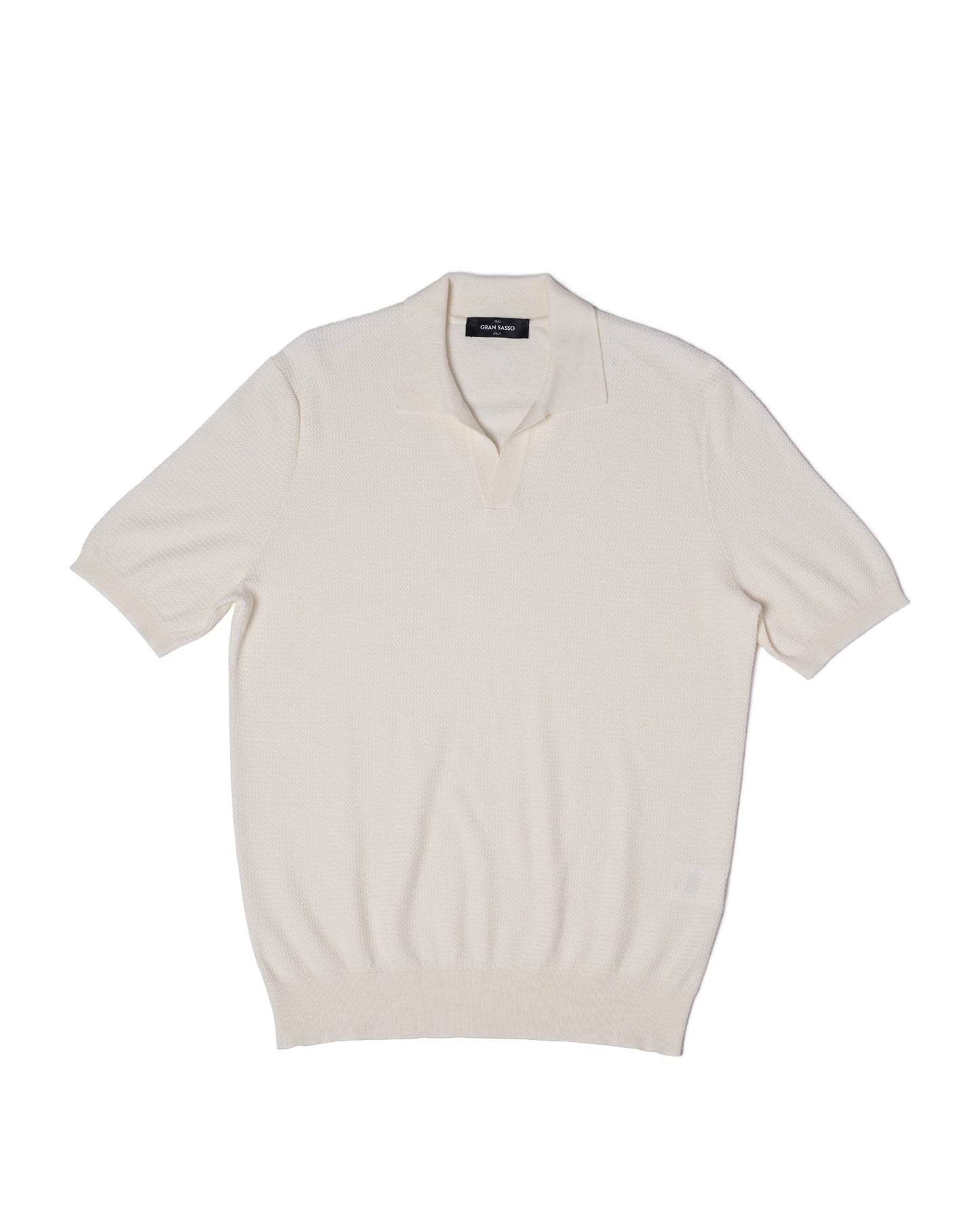 Knitted zigzag silk and cotton polo - Off white