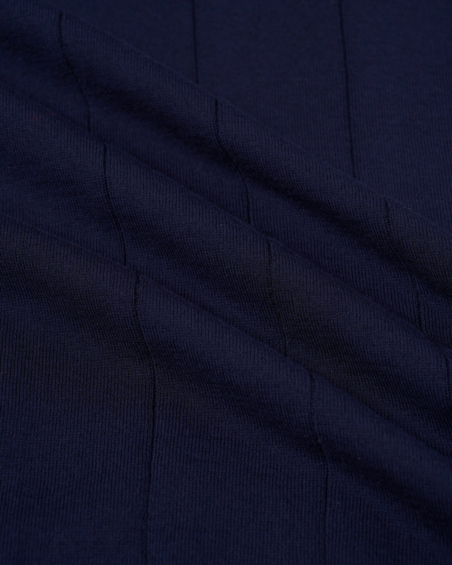 Knitted wide ribbed cotton polo - Navy blue