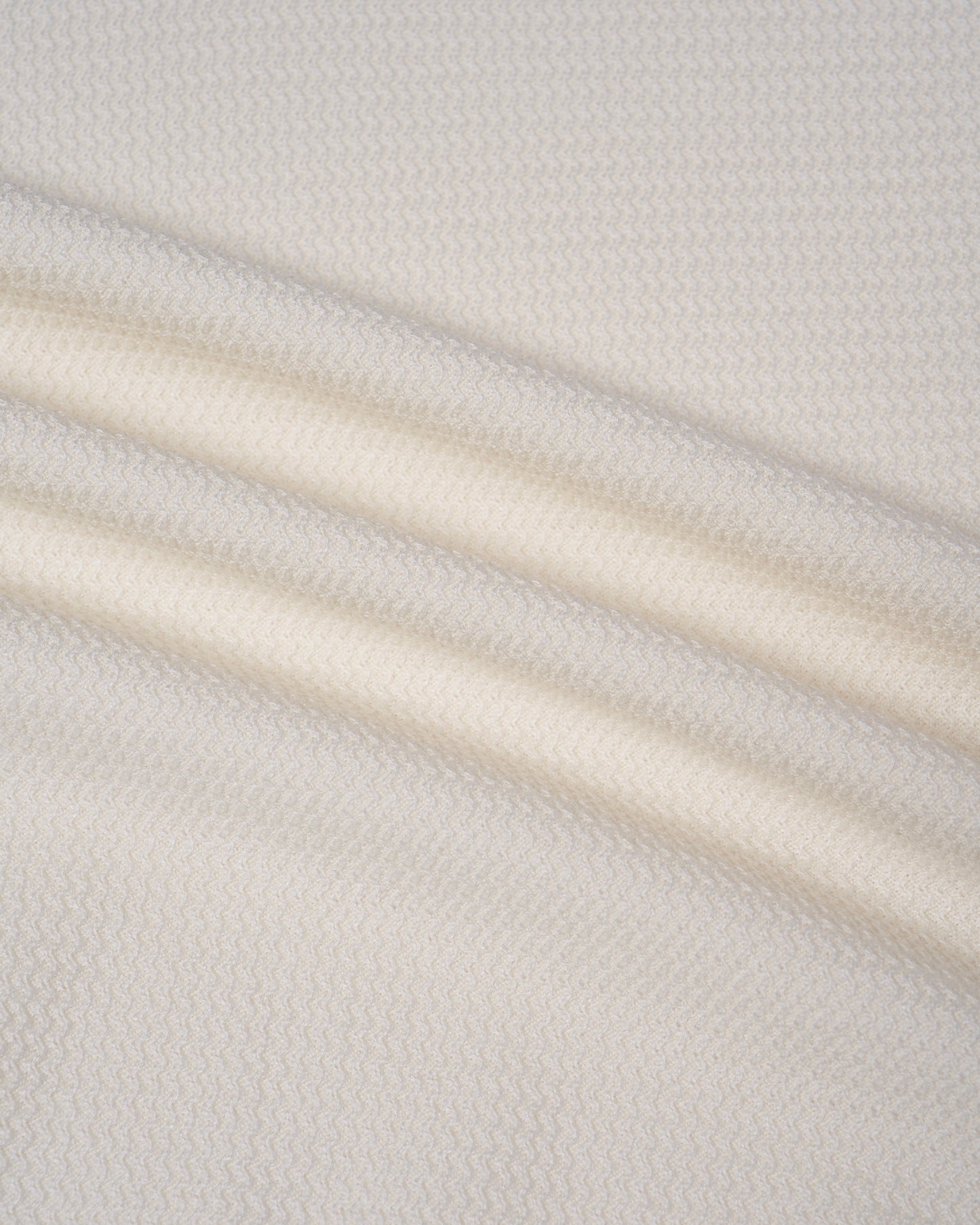 Knitted zigzag silk and cotton polo - Off white