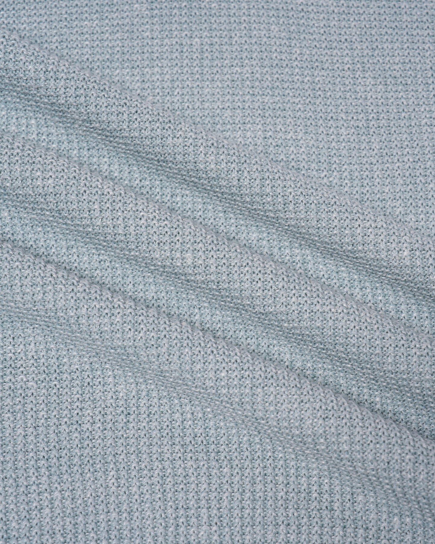 Knitted rice stitch linen and cotton skipper polo - Ice blue
