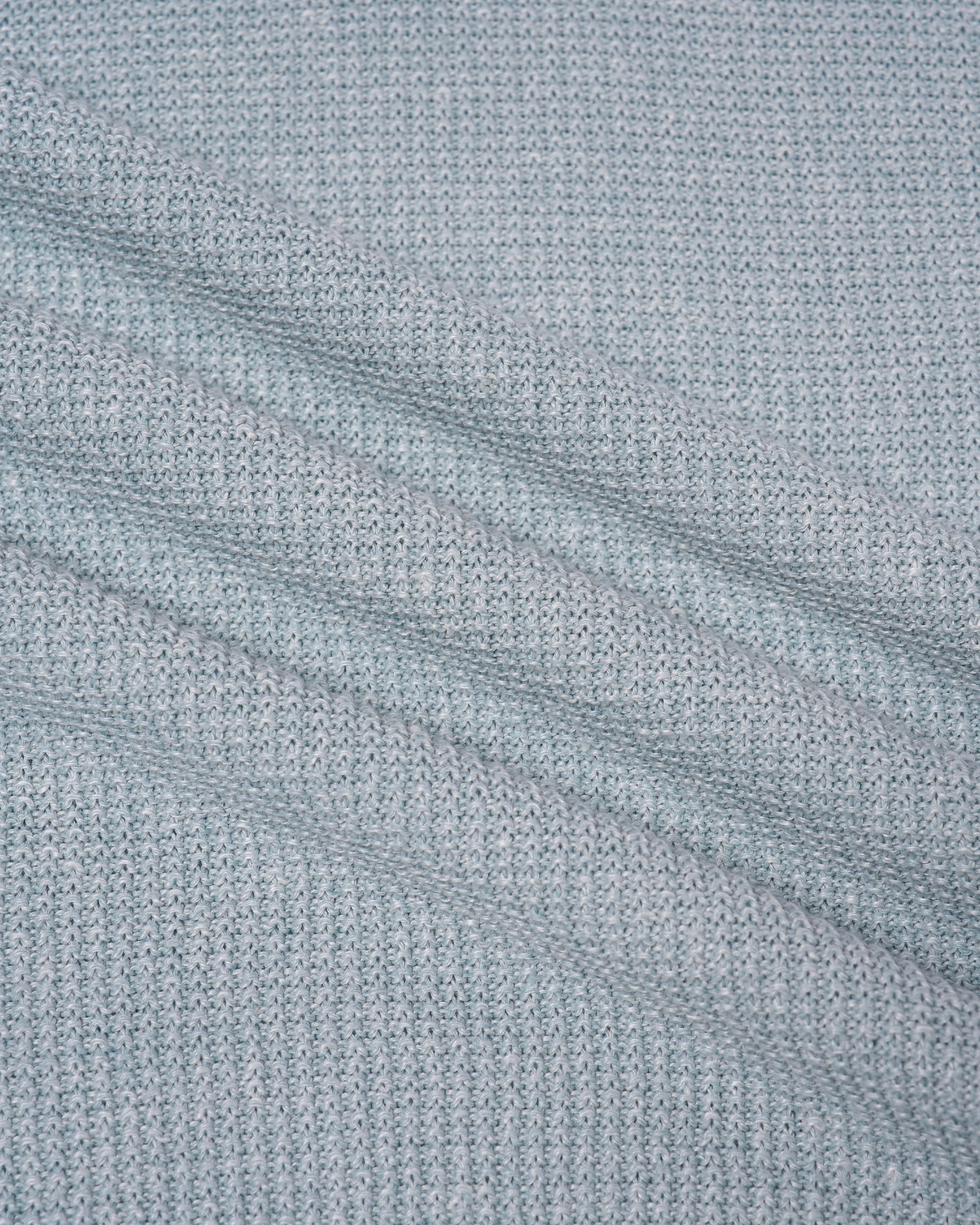 Knitted rice stitch linen and cotton skipper polo - Ice blue