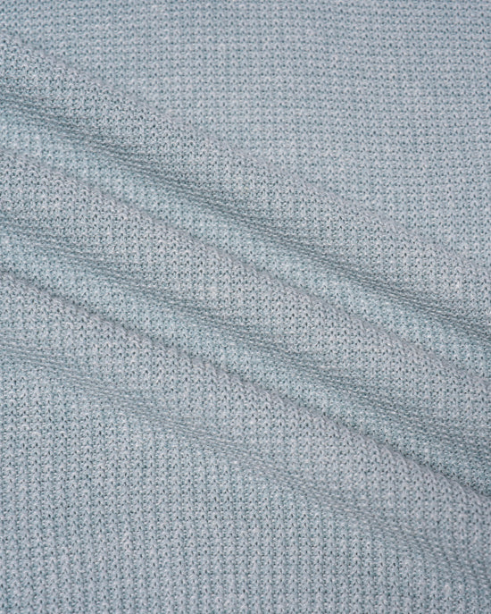 Knitted rice stitch linen and cotton skipper polo - Ice blue