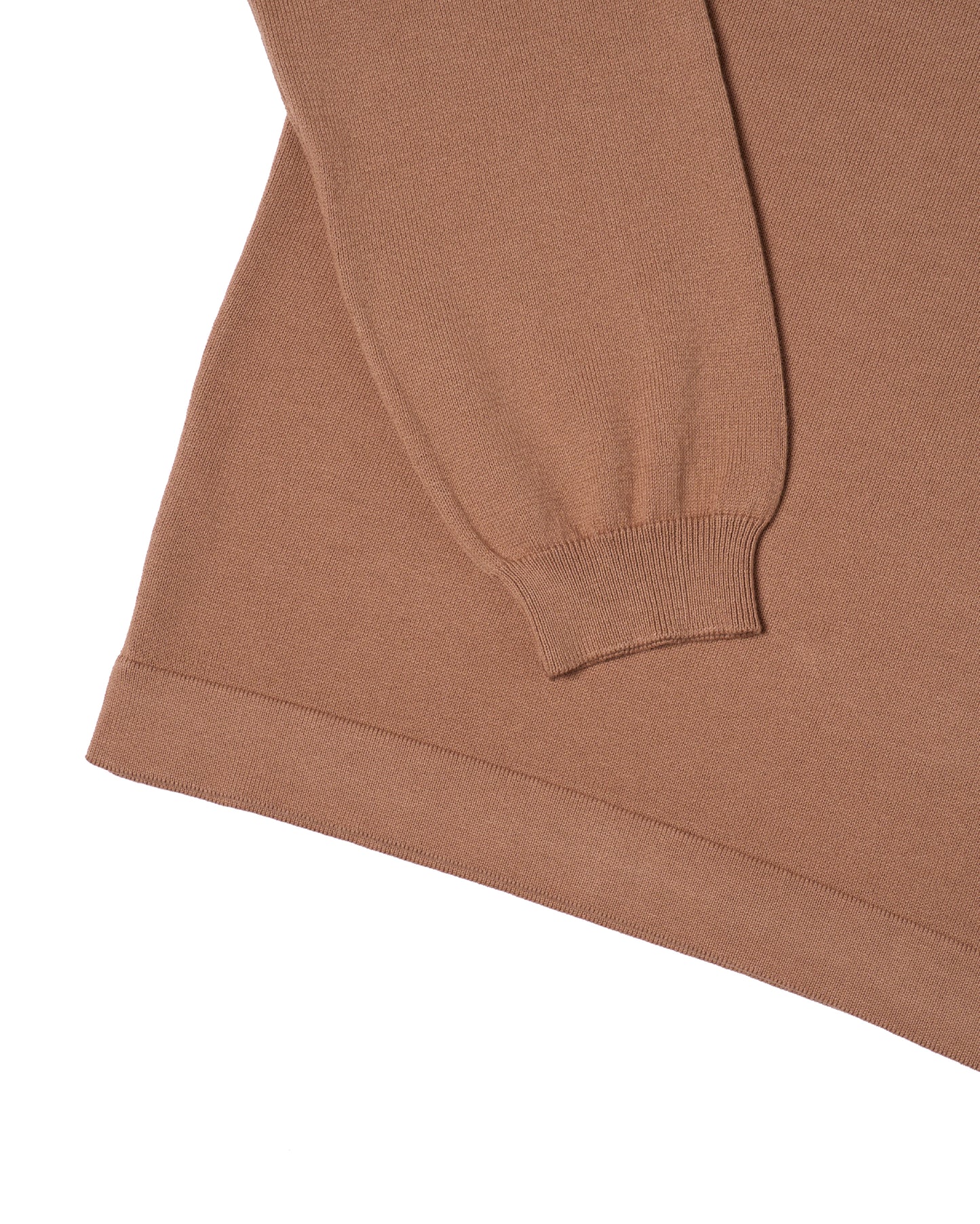 Knitted mock neck cotton sweater - Taupe