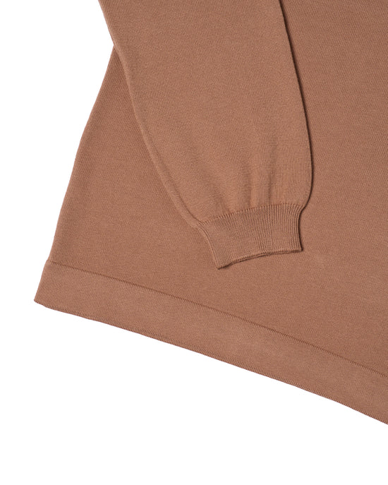 Knitted mock neck cotton sweater - Taupe
