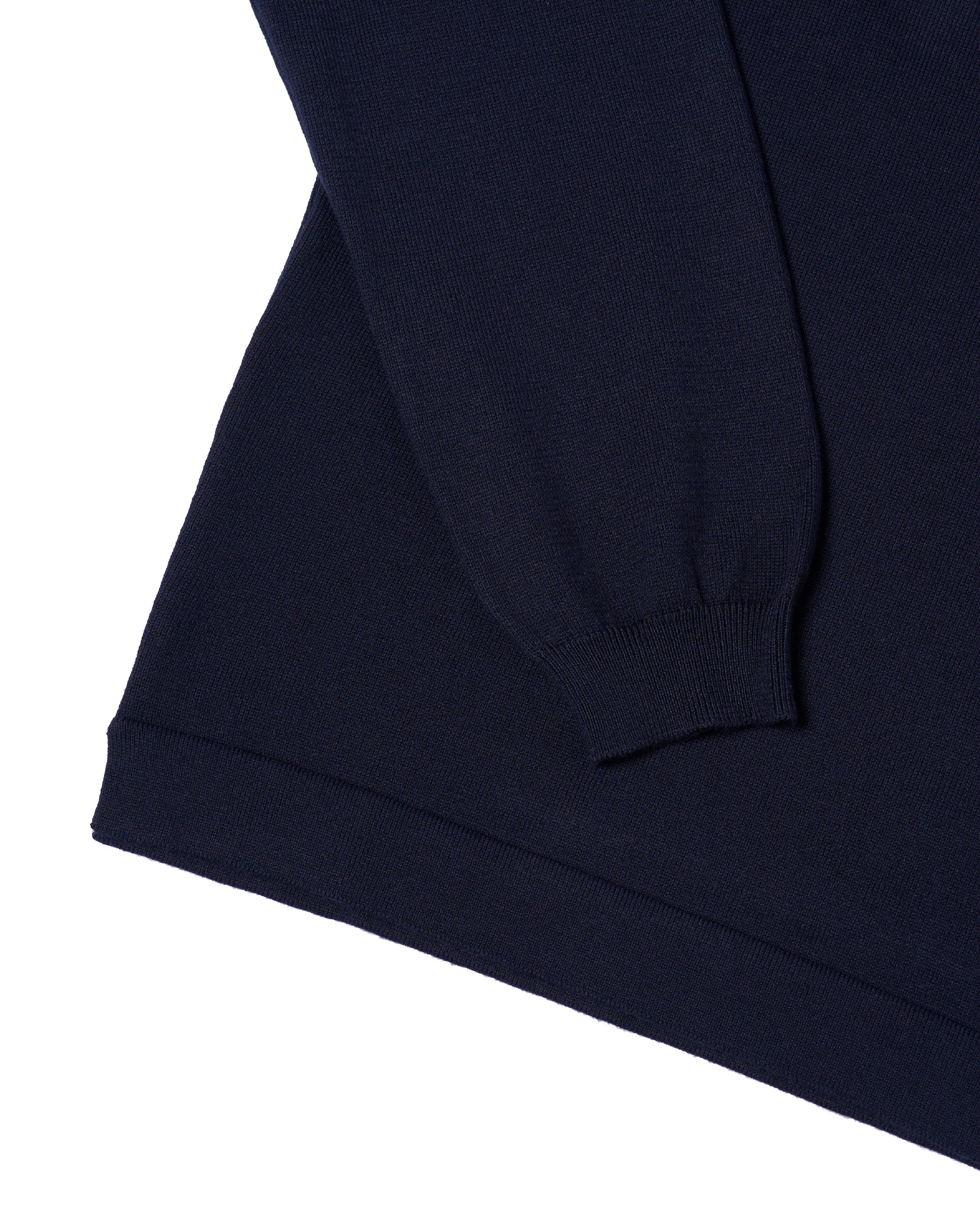 Knitted mock neck cotton sweater - Navy blue
