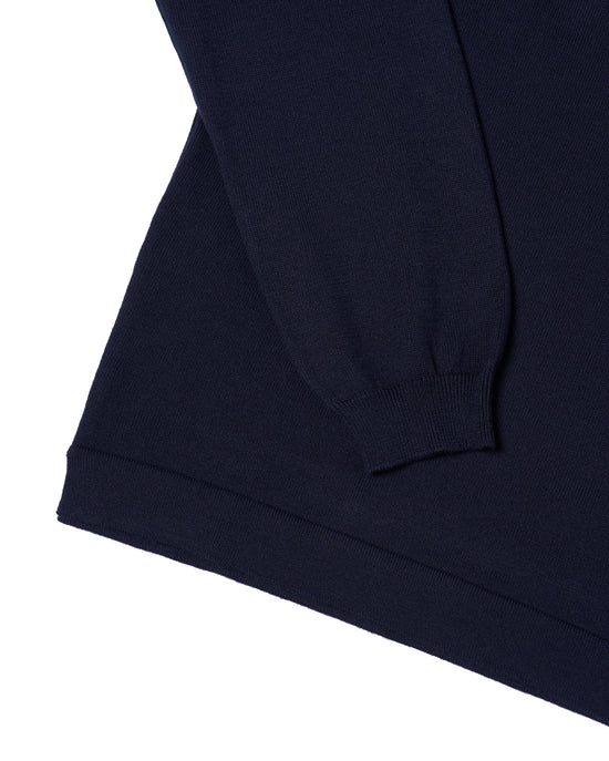 Knitted mock neck cotton sweater - Navy blue