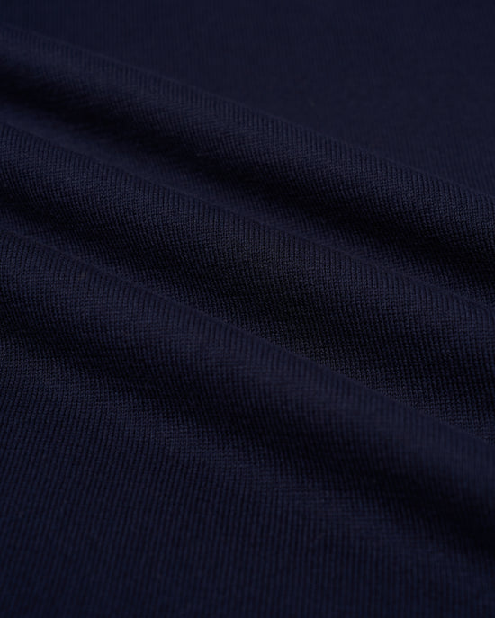 Knitted mock neck cotton sweater - Navy blue