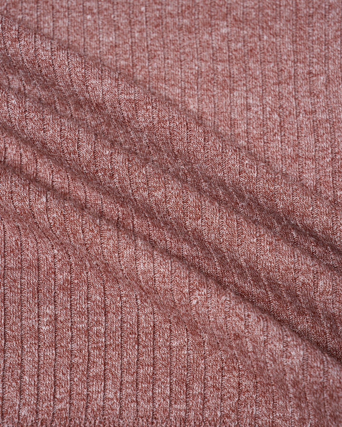 Knitted ribbed linen and cotton polo - Melange red