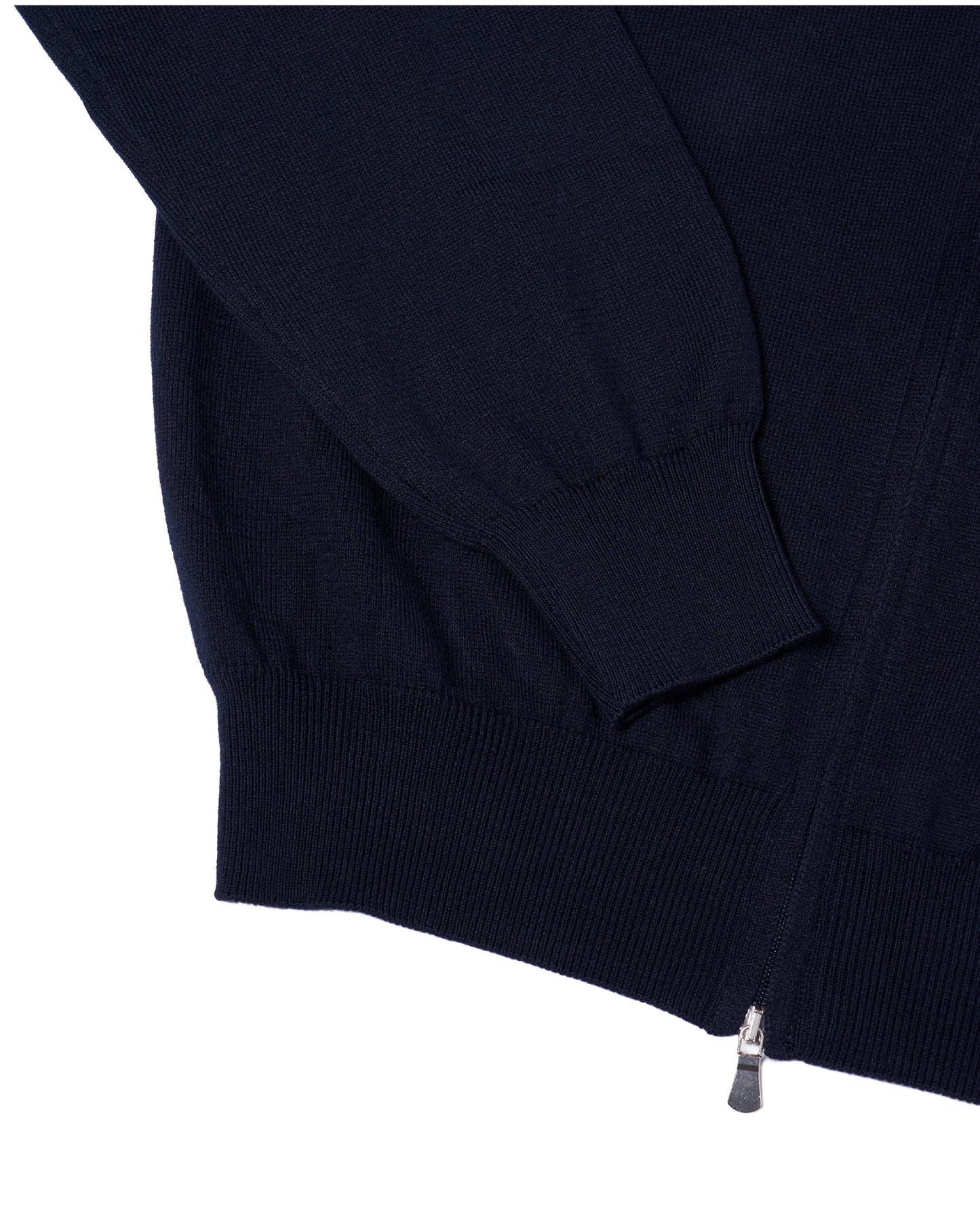 Knitted mock neck with zip cotton sweater - Navy blue