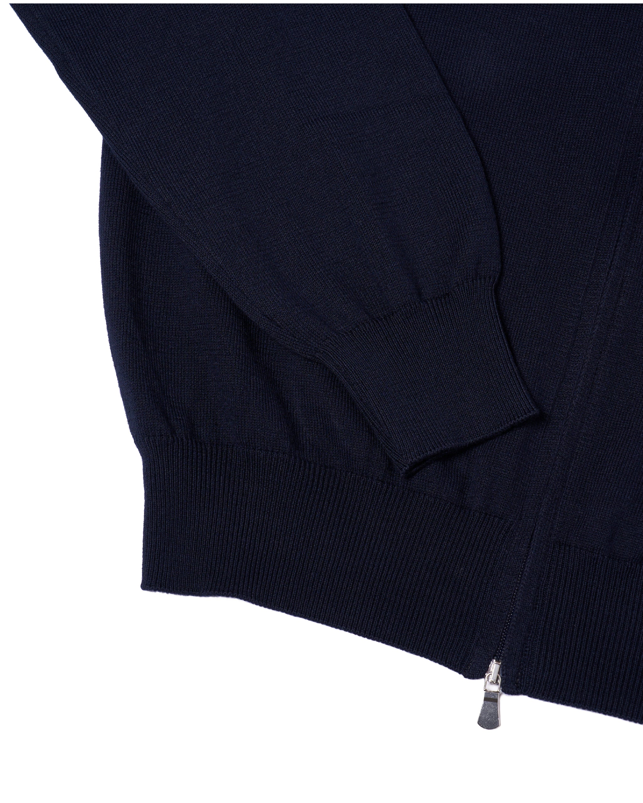 Knitted mock neck with zip cotton sweater - Navy blue
