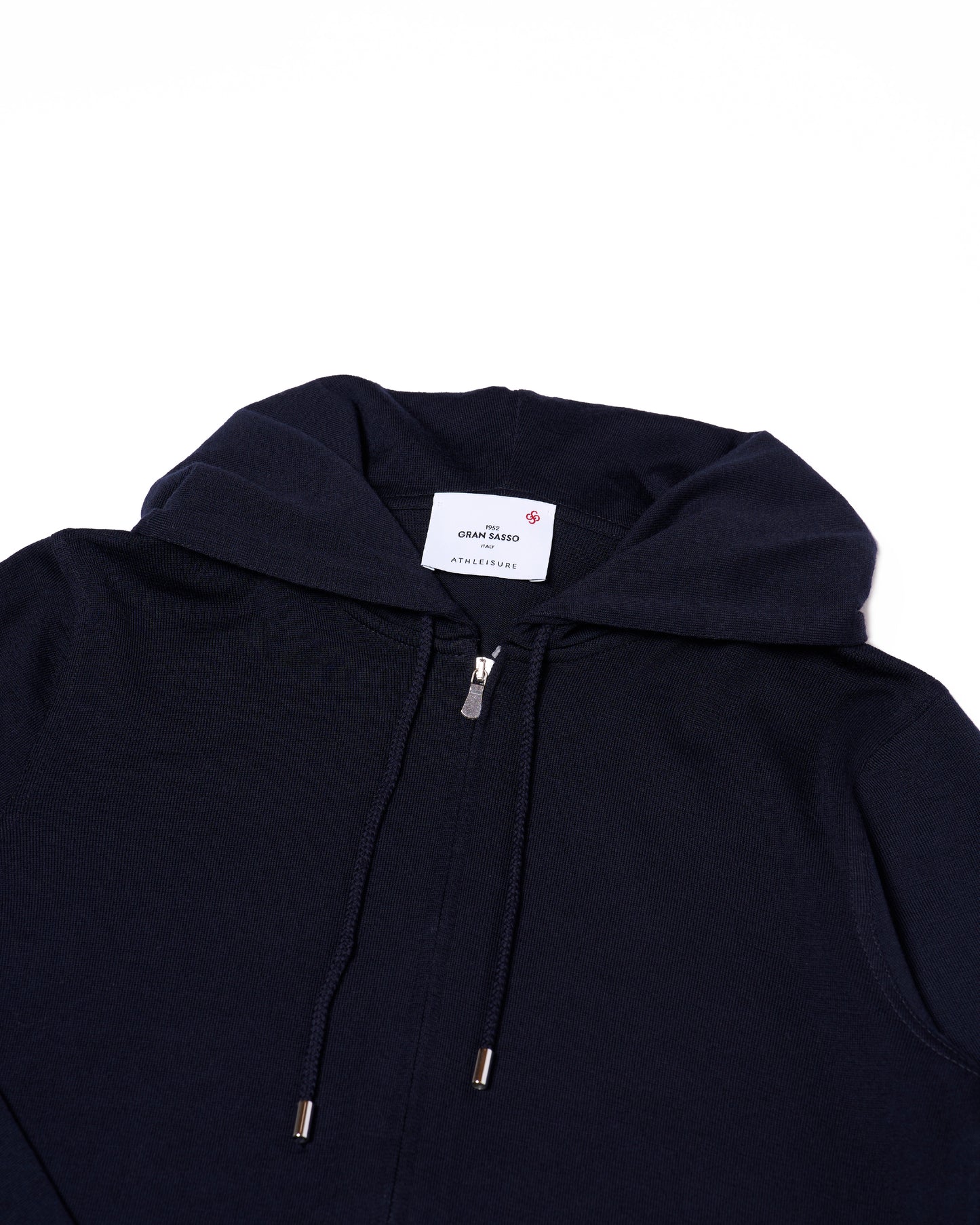 Knitted wool hoodie with zip - Navy blue