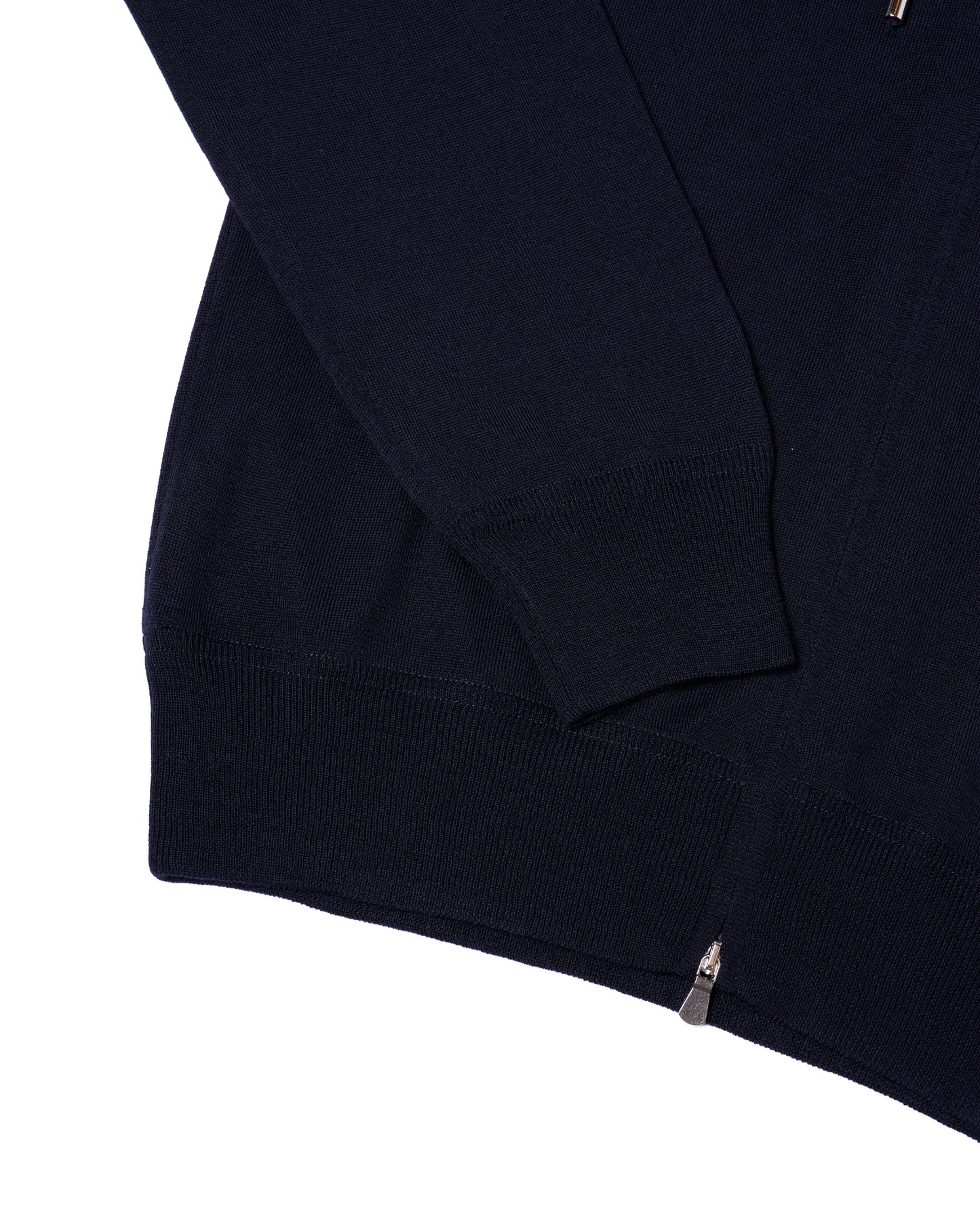 Knitted wool hoodie with zip - Navy blue
