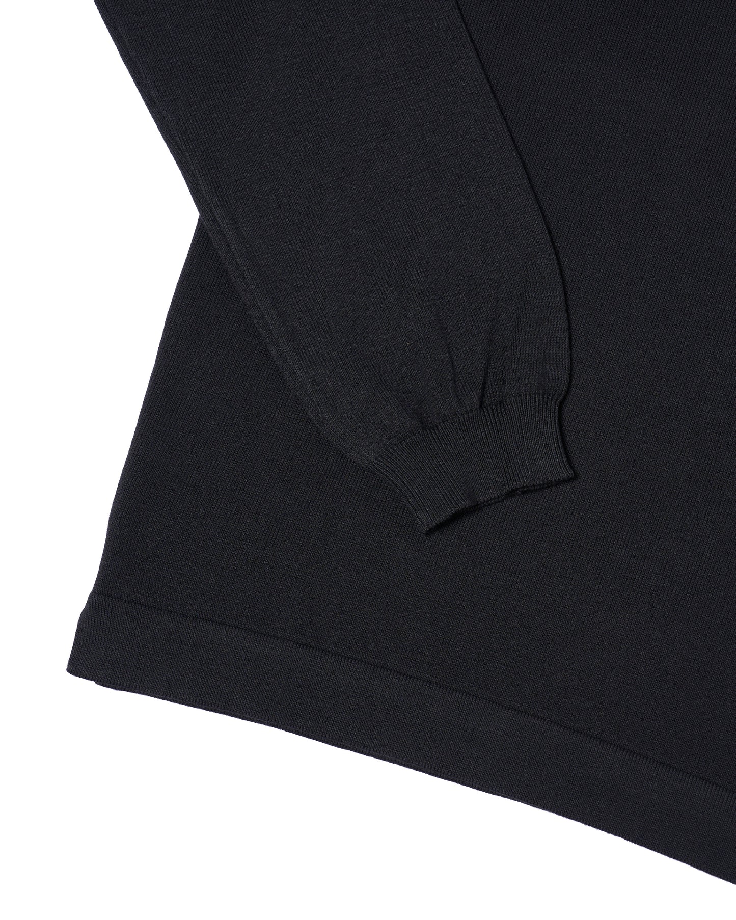 Knitted mock neck cotton sweater - Black