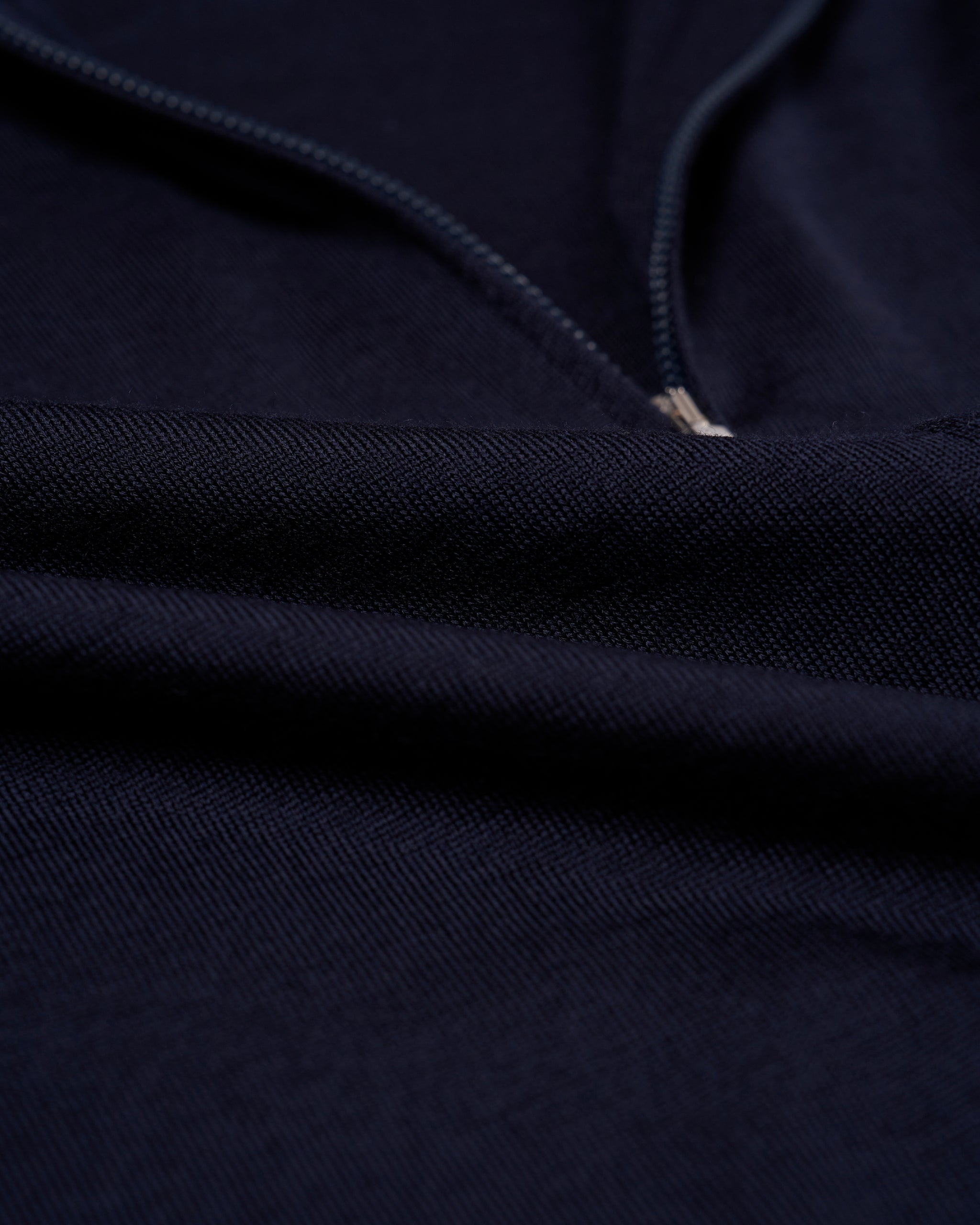 Knitted wool hoodie with zip - Navy blue