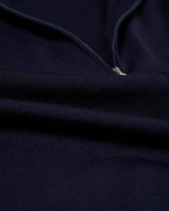 Knitted wool hoodie with zip - Navy blue