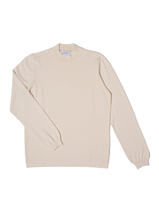Knitted mock neck cotton sweater - Off white