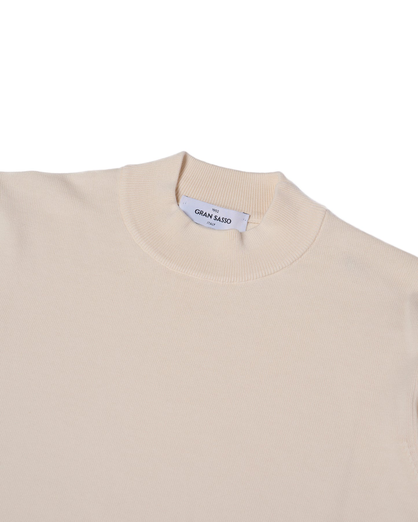 Knitted mock neck cotton sweater - Off white