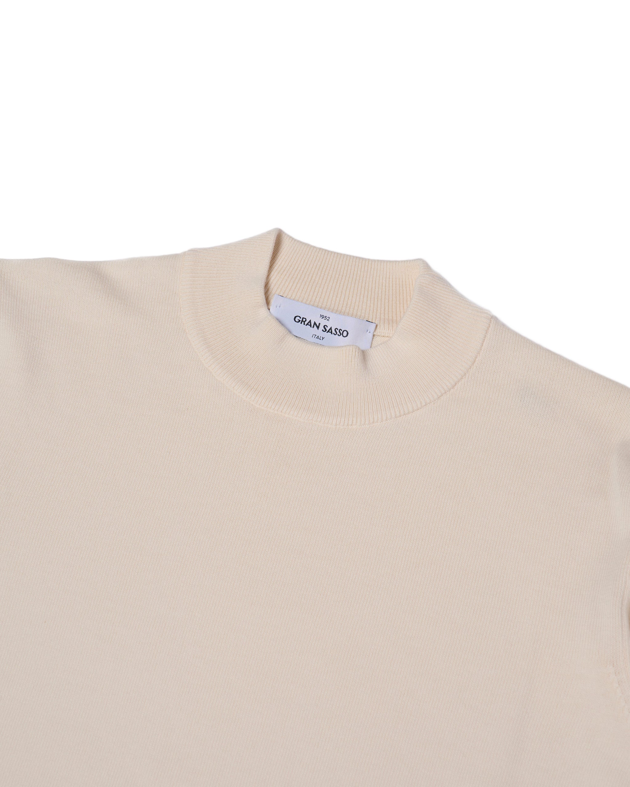 Knitted mock neck cotton sweater - Off white