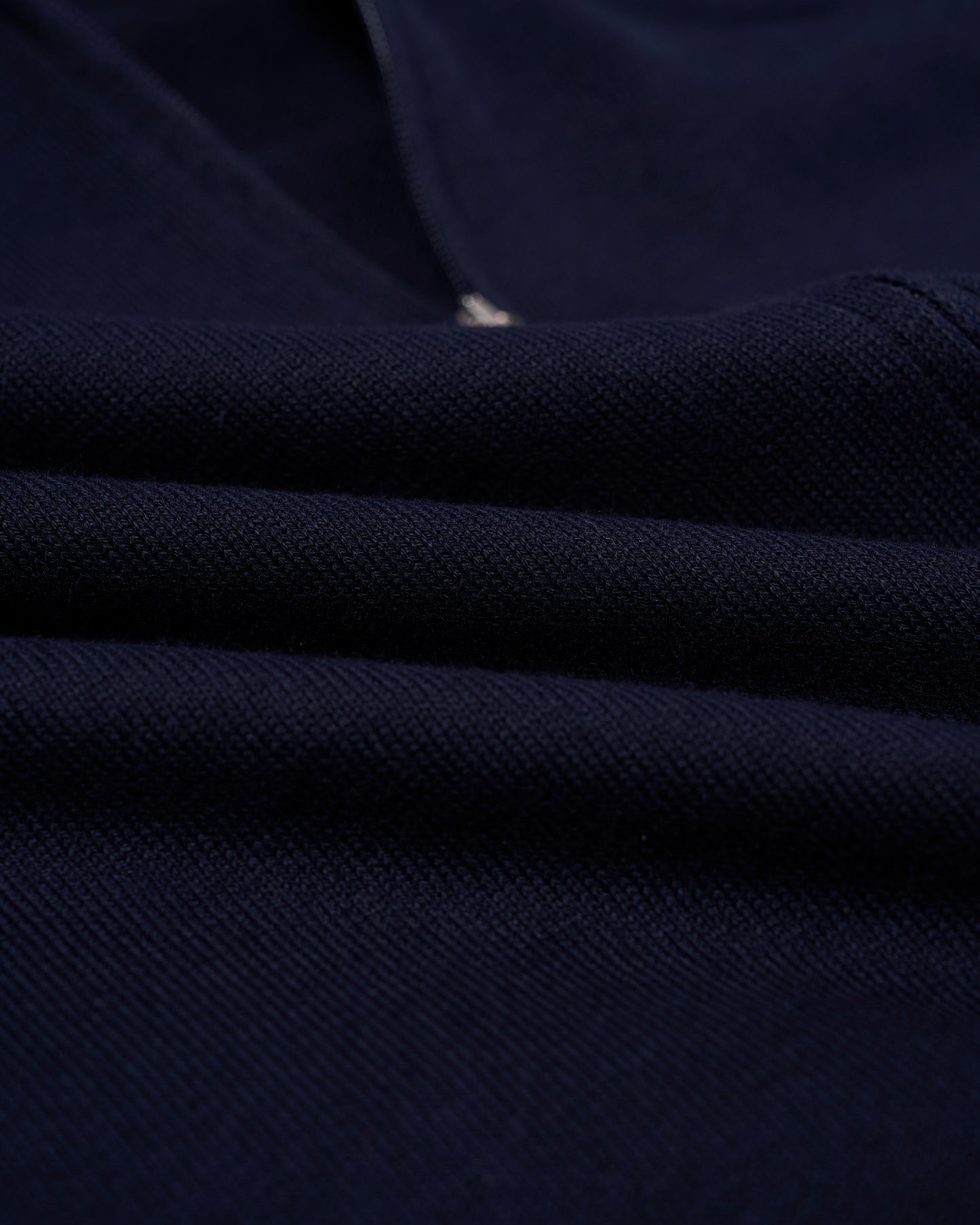 Knitted mock neck with zip cotton sweater - Navy blue