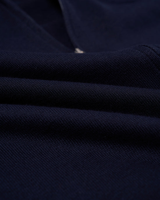 Knitted mock neck with zip cotton sweater - Navy blue