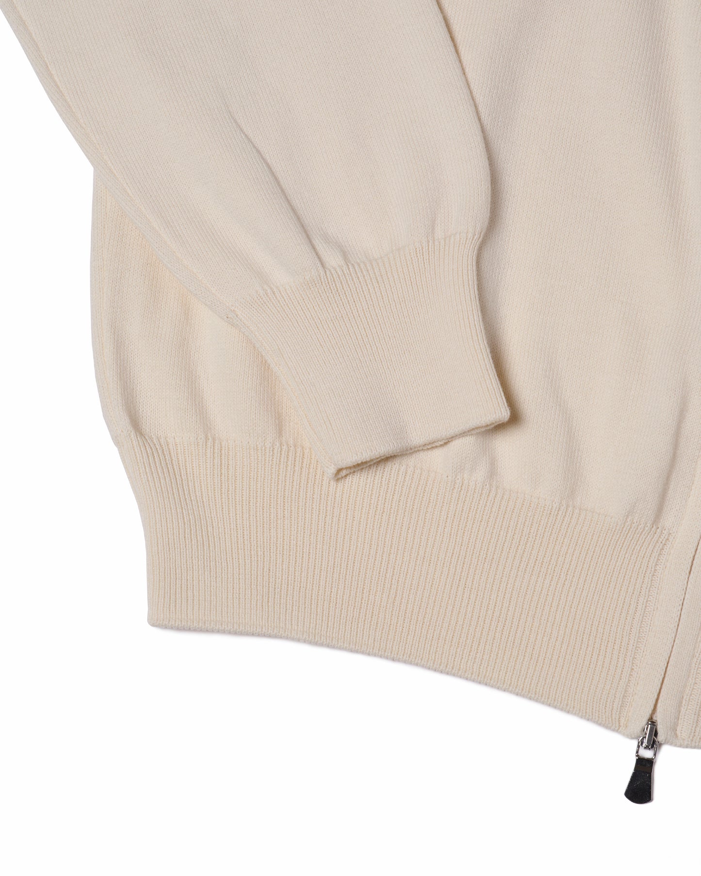 Knitted mock neck with zip cotton sweater - Off white