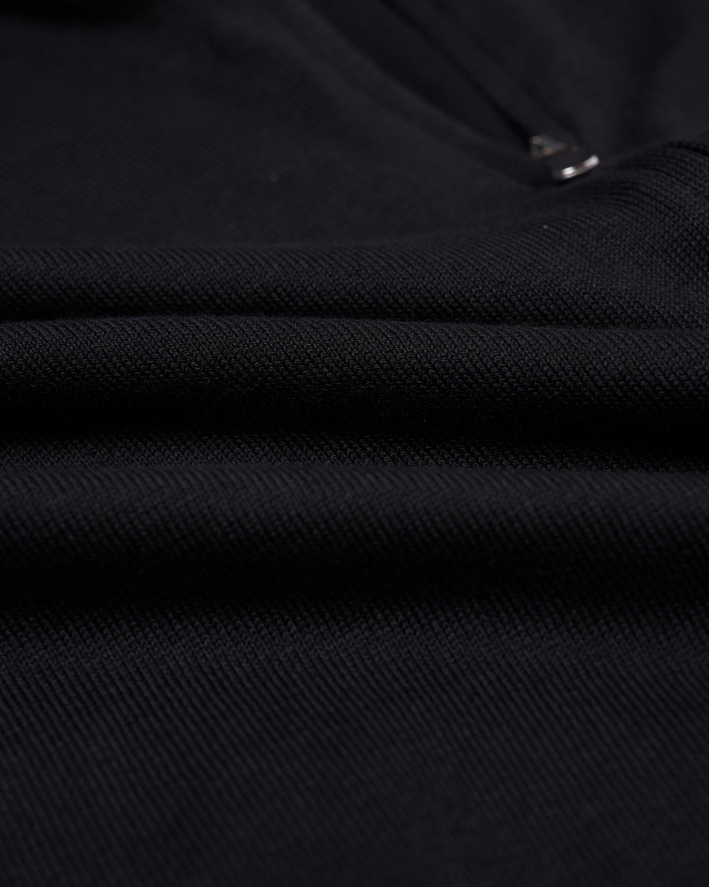 Knitted mock neck with zip cotton sweater - Black