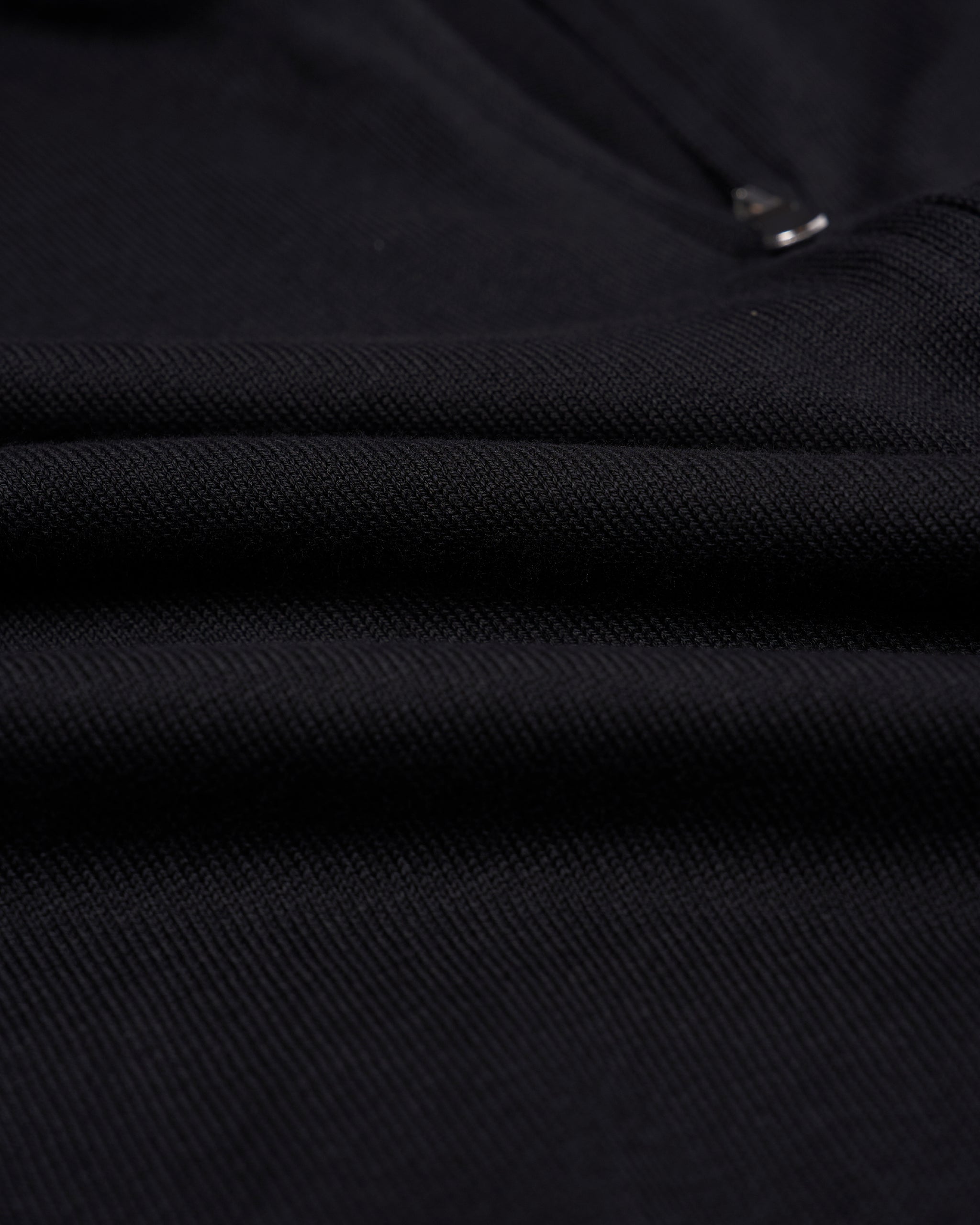 Knitted mock neck with zip cotton sweater - Black