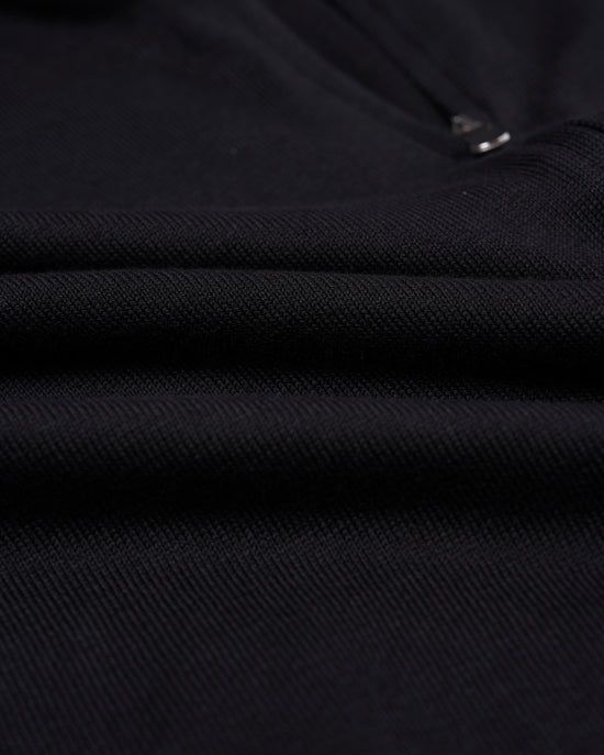 Knitted mock neck with zip cotton sweater - Black