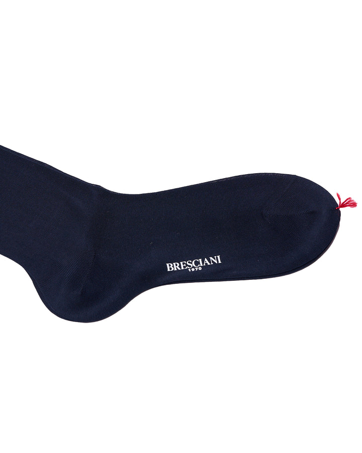 Knee length socks - Plain cotton  - Blu