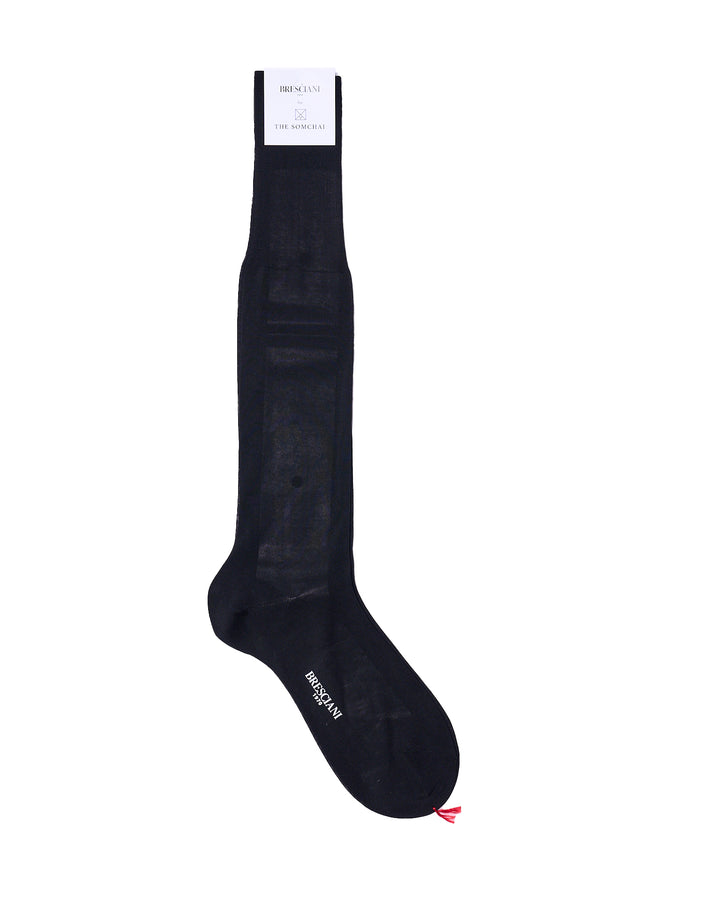 Knee length socks - Plain cotton  - Nero