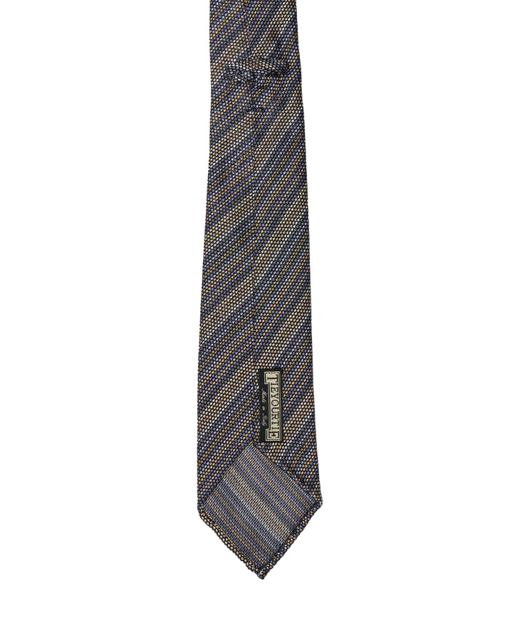 Grenadine tie - 7 Fold- Grenadine - Purple, yellow and white stripe