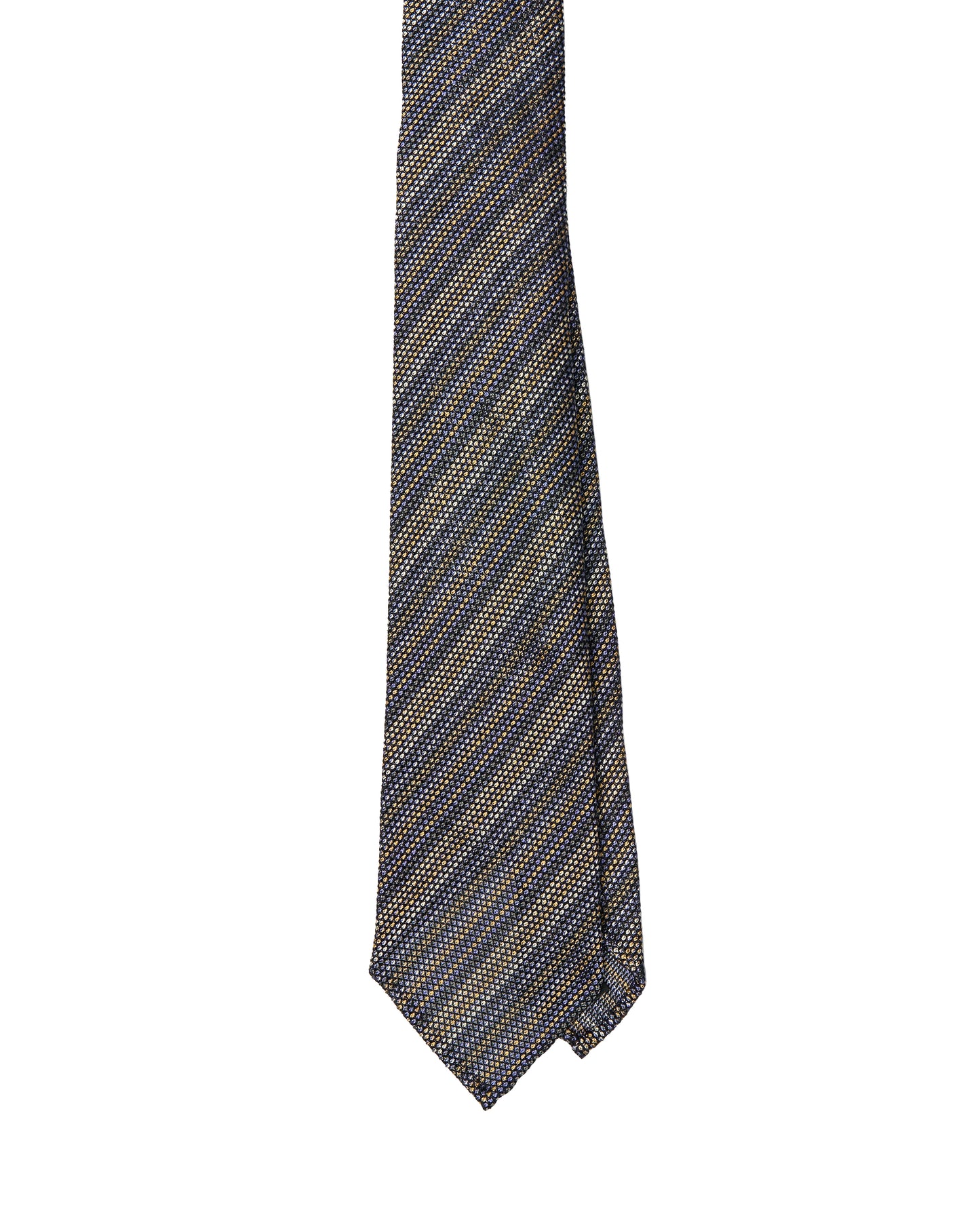 Grenadine tie - 7 Fold- Grenadine - Purple, yellow and white stripe