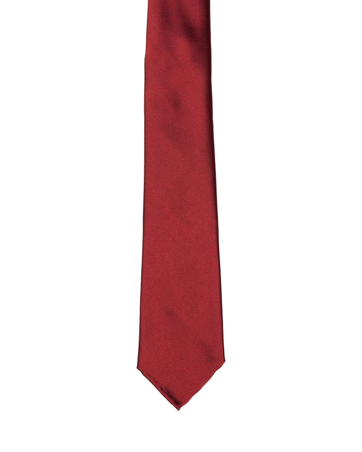 Jacquard tie - 7 Fold - Plain Red - silk