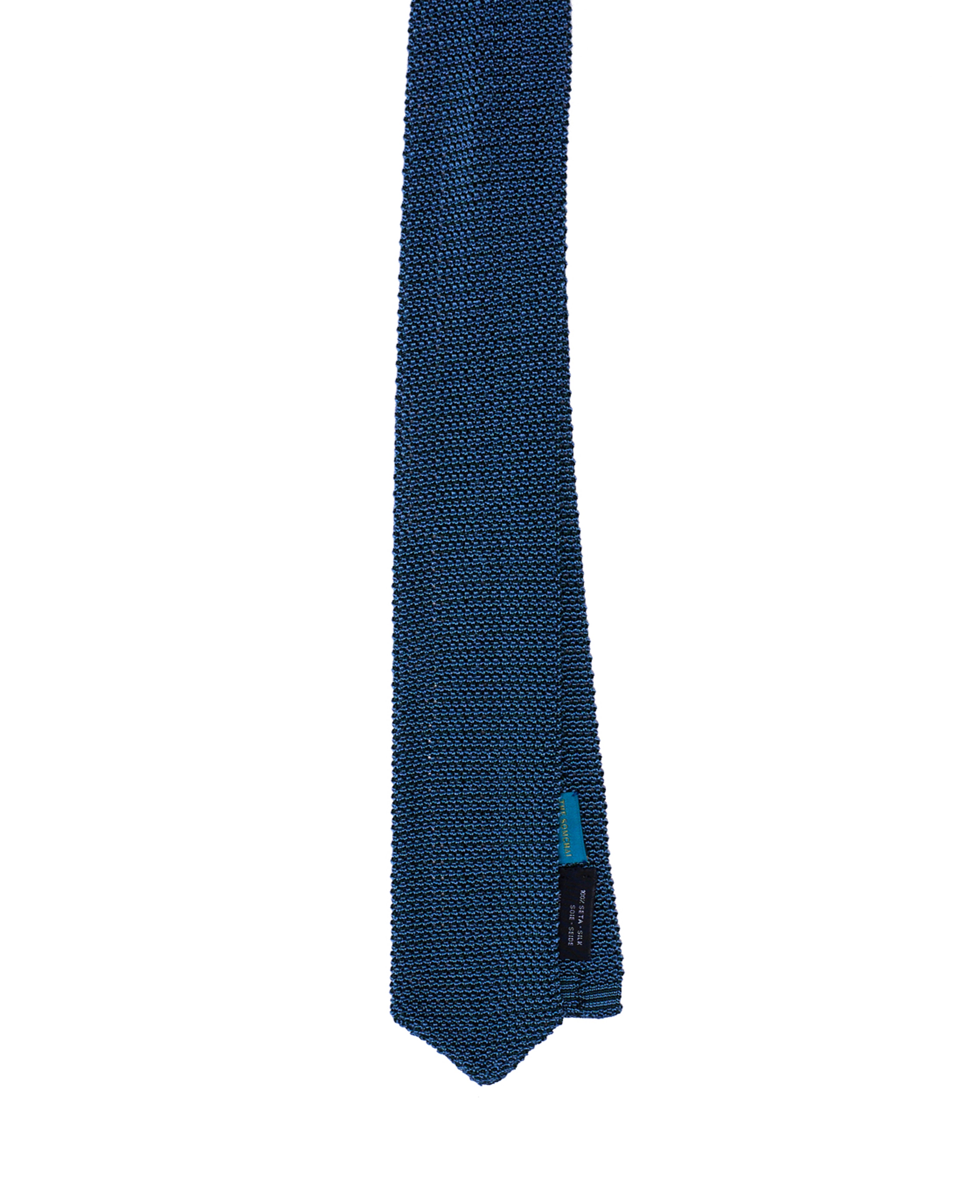 Knitted tie - Azzuro blue with black