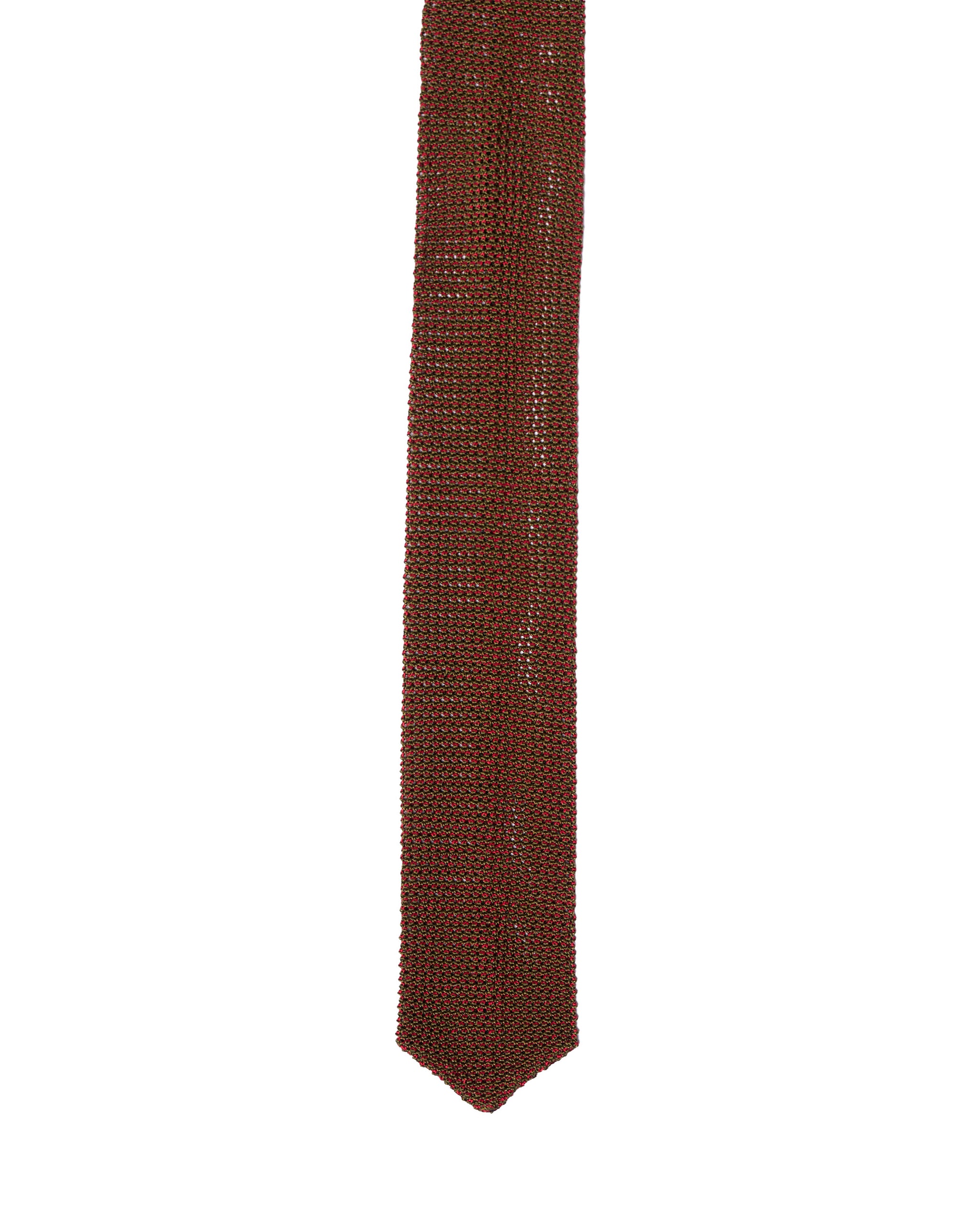 Knitted tie - Red  with olive green