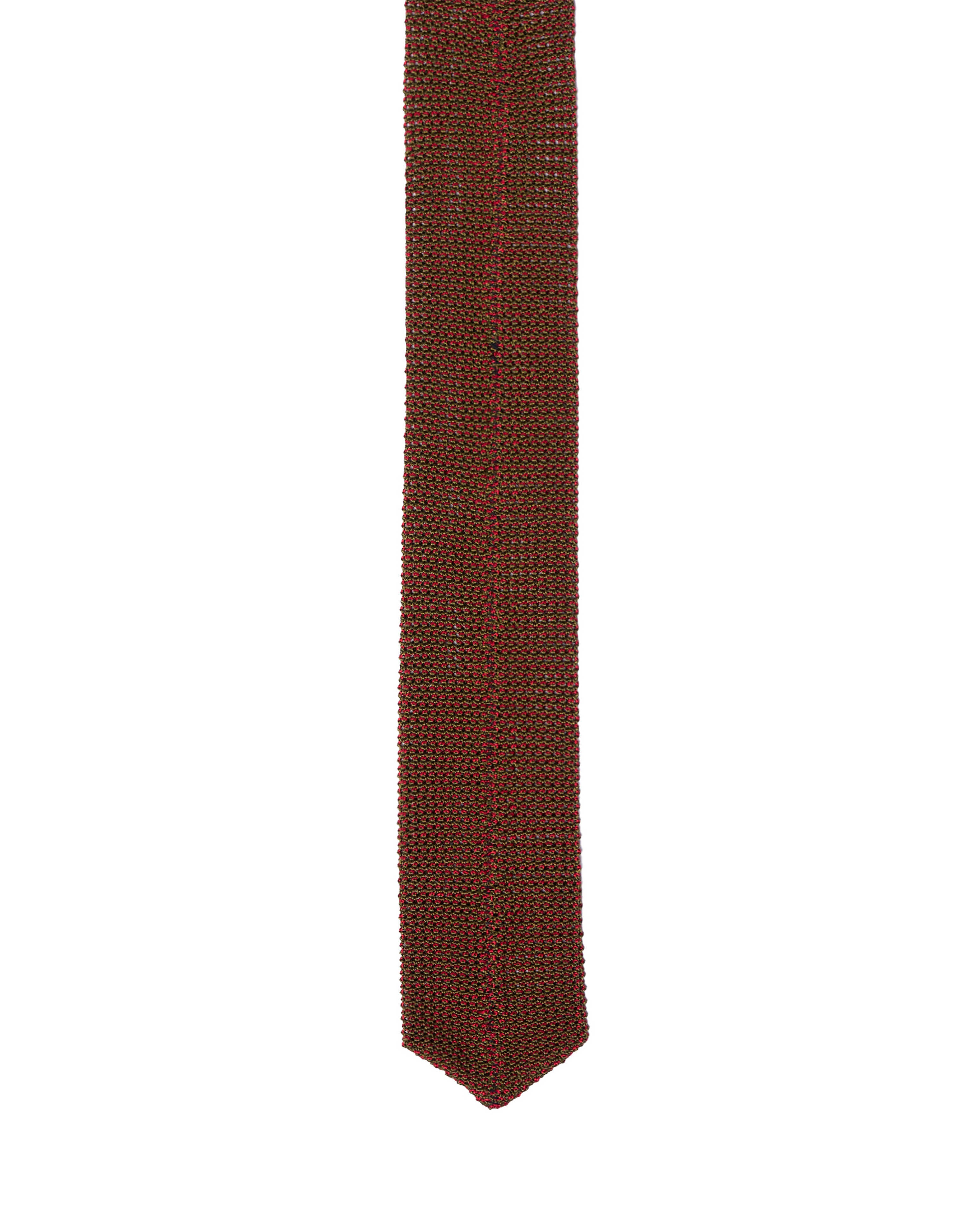 Knitted tie - Red  with olive green