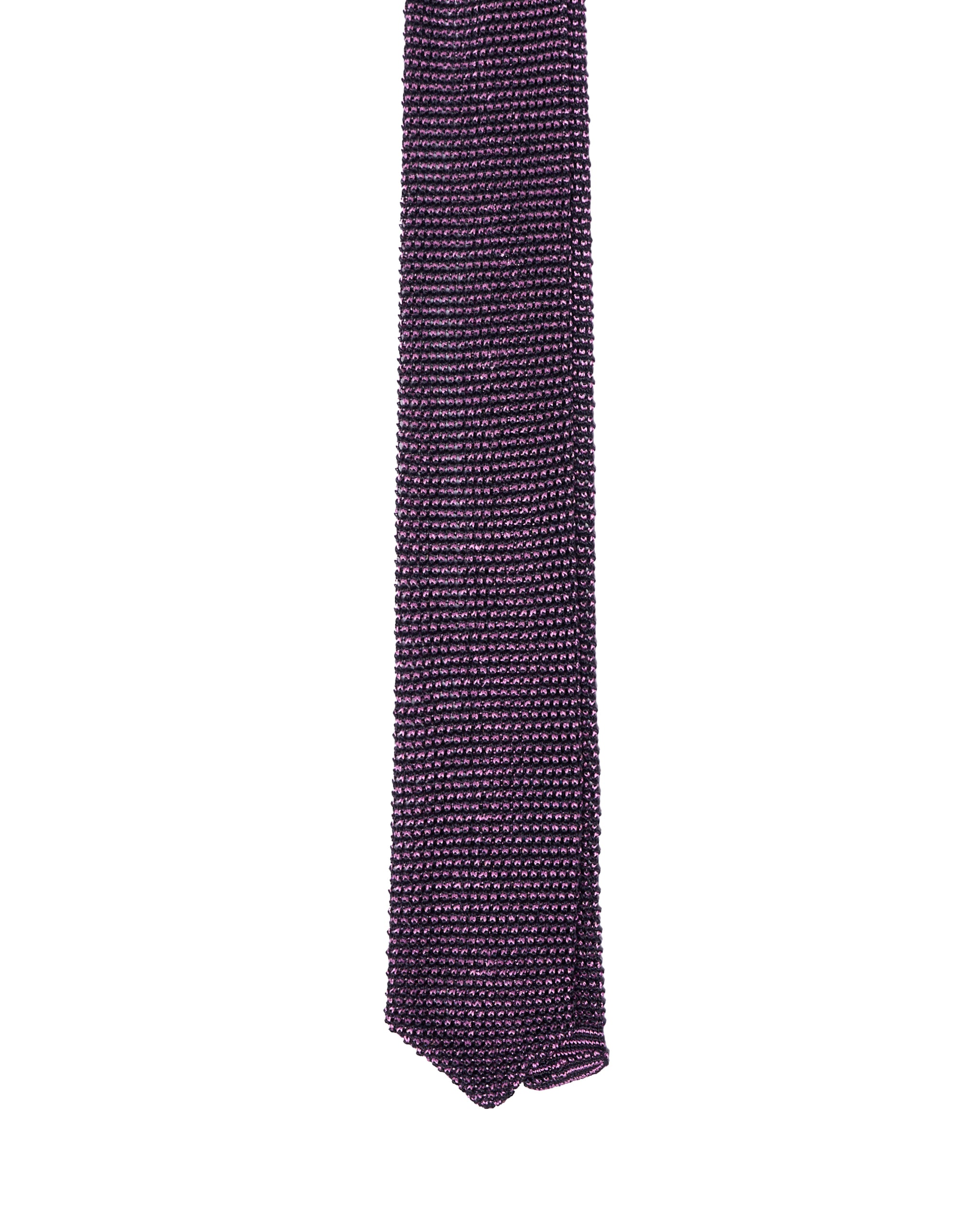 Knitted tie - Black with pink