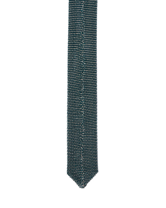 Knitted tie - Green with cream