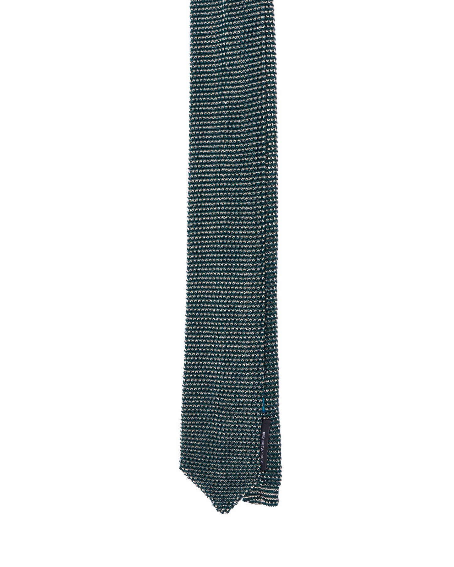 Knitted tie - Green with cream