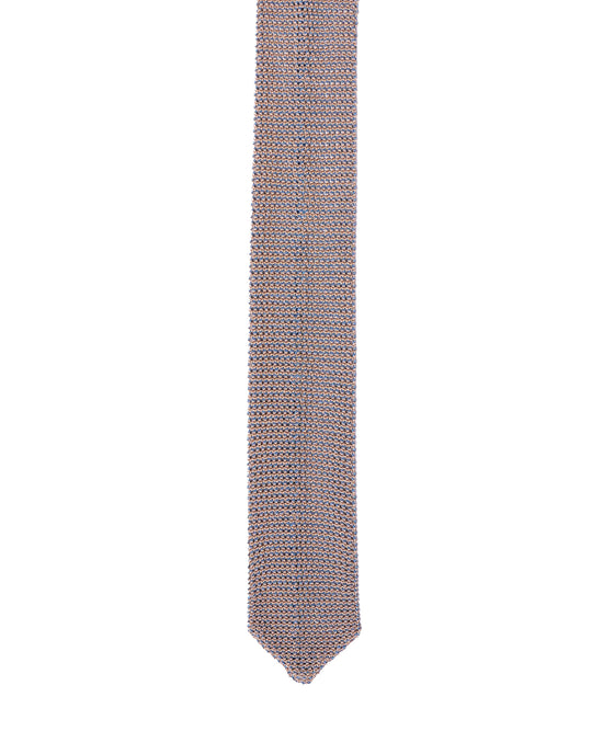 Knitted tie - Cream with Azzuro blue