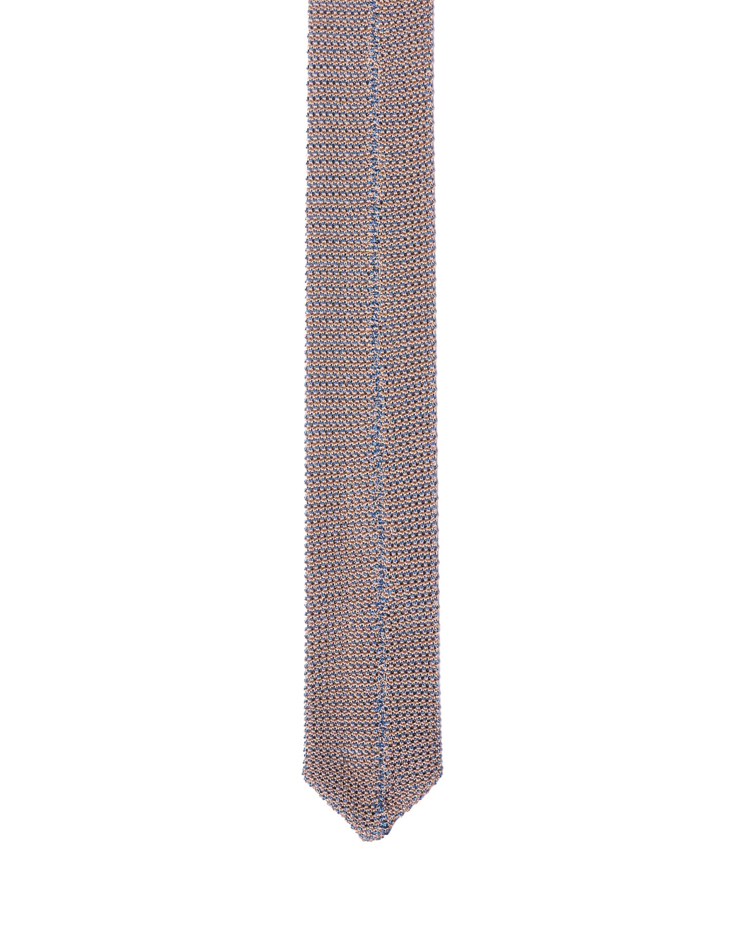 Knitted tie - Cream with Azzuro blue